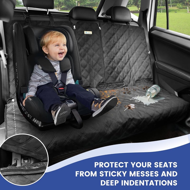 ALLANSING Back Seat Cover for Large SUVs/Trucks Rear Split Bench - Heavy-Duty 900D Waterproof Non-Slip Car Seat Protector for Messy Pet Dogs & Kids, Easy Clean(Black) - Image 3